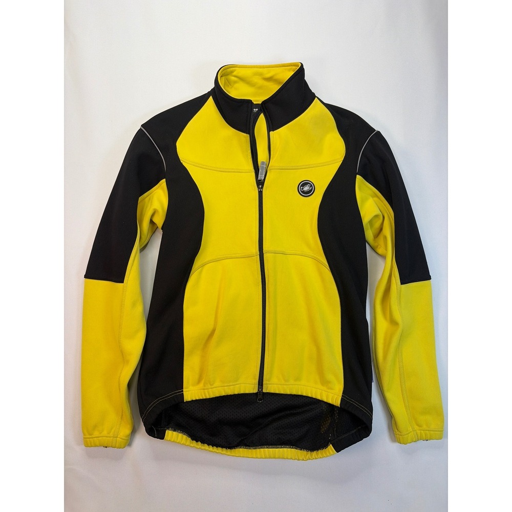 Castelli Techno Sport Wear Cycling Jacket Yellow Black Full Zip Mens Large